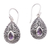 Amethyst dangle earrings, 'Balinese Dewdrop' - Artisan Crafted Balinese Amethyst and Silver Earrings thumbail