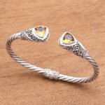 Citrine cuff bracelet, 'Triangular Glitter' - Triangular Citrine Cuff Bracelet Crafted in Bali