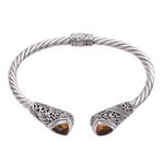Citrine cuff bracelet, 'Triangular Glitter' - Triangular Citrine Cuff Bracelet Crafted in Bali