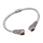 Citrine cuff bracelet, 'Triangular Glitter' - Triangular Citrine Cuff Bracelet Crafted in Bali