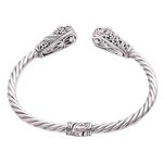 Citrine cuff bracelet, 'Triangular Glitter' - Triangular Citrine Cuff Bracelet Crafted in Bali