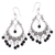 Onyx beaded chandelier earrings, 'Night Beads' - Onyx Beaded Chandelier Earrings Crafted in Bali