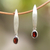 Garnet dangle earrings, 'Elegant Ellipses' - Elliptical Garnet Dangle Earrings from Bali (image 2) thumbail