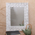 Wood wall mirror, 'Jepun Garden' - Floral Pattern Whitewashed Wood Wall Mirror from Bali thumbail