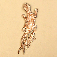 Wood relief panel, 'Gecko Duo' - Whitewashed Wood Gecko Relief Panel from Bali