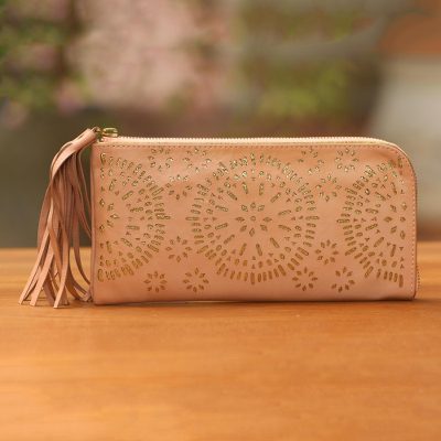 blush leather clutch