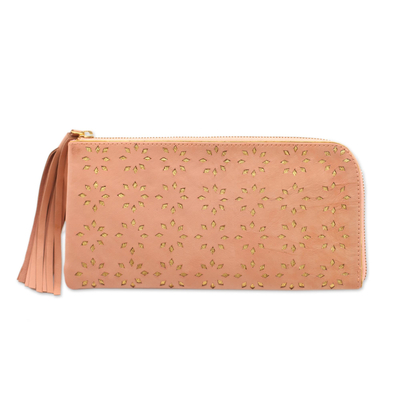 Patterned Leather Clutch in Blush from Bali
