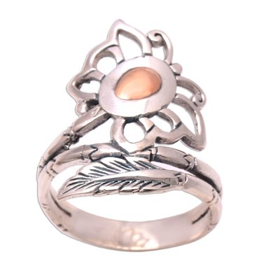 Gold accented sterling silver cocktail ring, 'Fleeting Butterfly' - Butterfly Gold Accented Sterling Silver Cocktail Ring