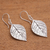 Sterling silver dangle earrings, 'Mangrove Leaf' - Handcrafted Balinese Leaf Theme Silver 925 Earrings (image 2c) thumbail