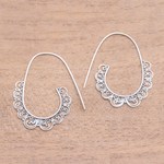Sterling silver half-hoop earrings, 'Moving Swirls' - Openwork Pattern Sterling Silver Half-Hoop Earrings