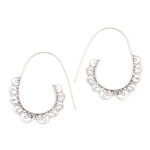 Sterling silver half-hoop earrings, 'Moving Swirls' - Openwork Pattern Sterling Silver Half-Hoop Earrings
