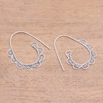 Sterling silver half-hoop earrings, 'Moving Swirls' - Openwork Pattern Sterling Silver Half-Hoop Earrings