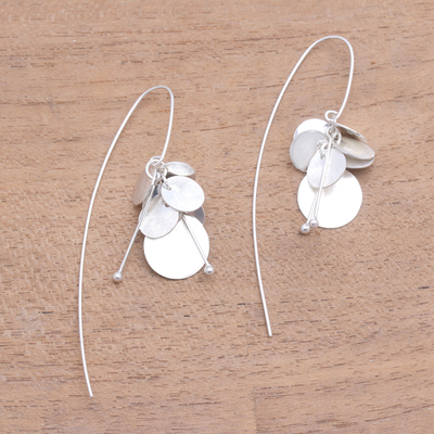 Sterling silver dangle earrings, 'Dancing Abstraction' - Abstract Sterling Silver Dangle Earrings from Bali