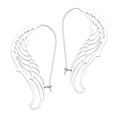 Wing-Shaped Sterling Silver Hoop Earrings from Bali