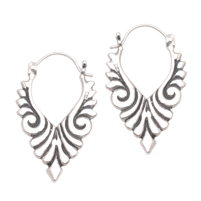 Artisan Crafted Sterling Silver Hoop Earrings from Bali