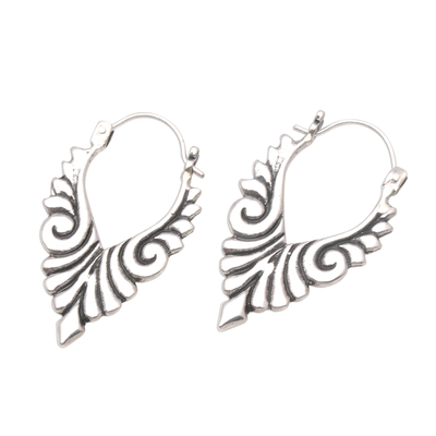 Sterling silver hoop earrings, 'Elegant Beauty' - Artisan Crafted Sterling Silver Hoop Earrings from Bali