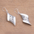 Sterling silver dangle earrings, 'Curved Bliss' - Curved Floral Sterling Silver Dangle Earrings from Bali (image 2b) thumbail