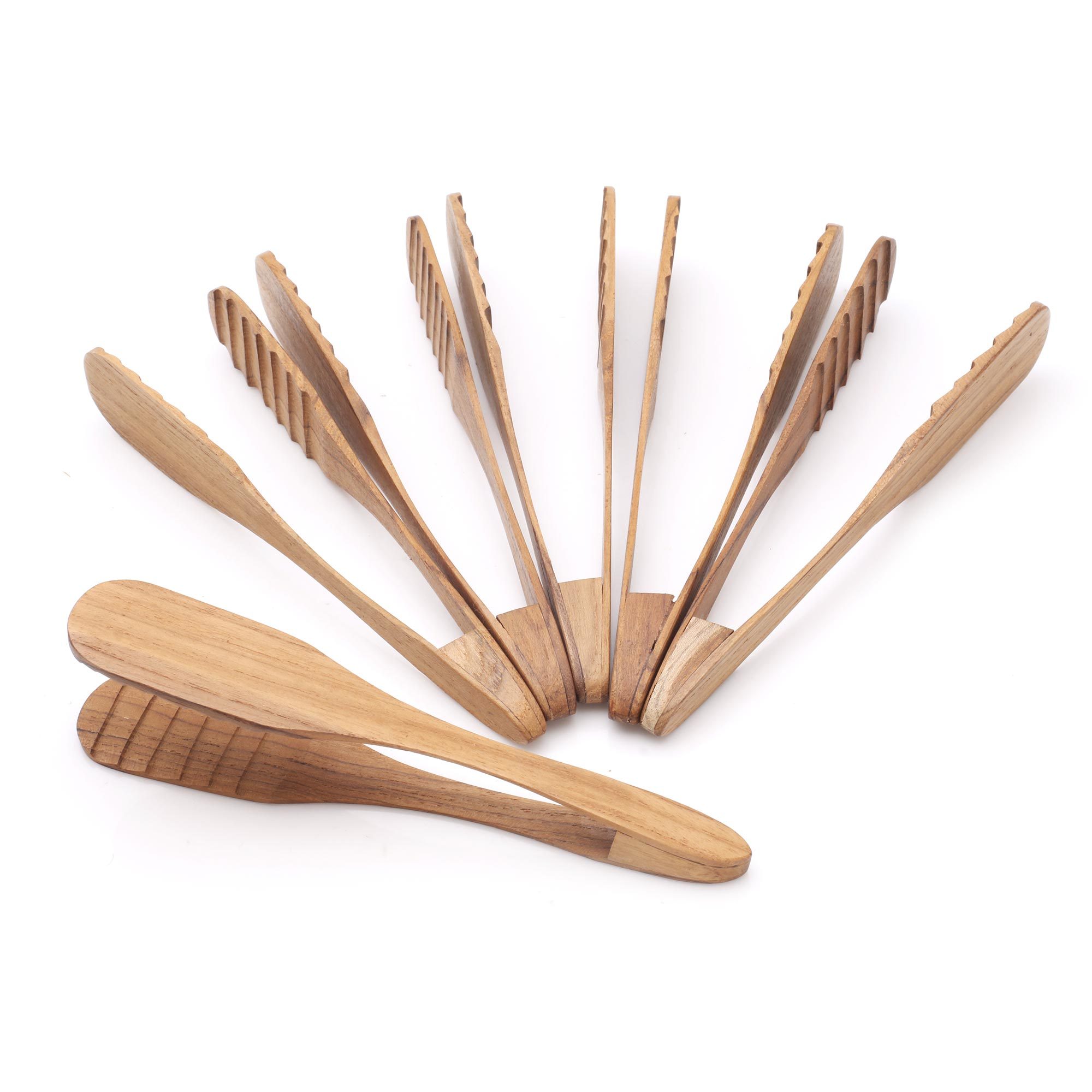 Handcrafted Teak Wood Tongs from Bali (Set of 6) Easy Service NOVICA