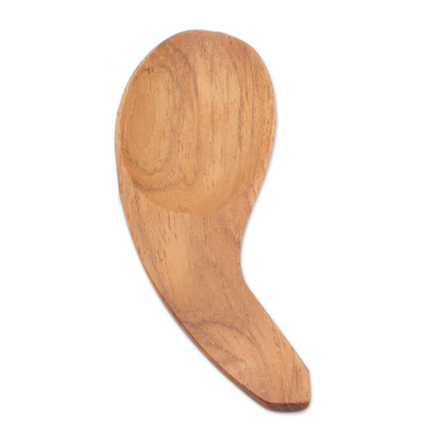 Teak wood spoons, 'Stylish Meal' (set of 6) - Curved Teak Wood Scoops from Bali (Set of 6)
