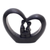 Wood sculpture, 'Love Within' - Heart-Shaped Romantic Wood Sculpture in Black from Bali thumbail