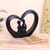 Wood sculpture, 'Love Within' - Heart-Shaped Romantic Wood Sculpture in Black from Bali