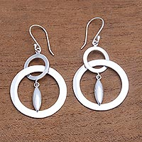 Sterling silver dangle earrings, 'Delightful Seeds' - Round Sterling Silver Dangle Earrings from Bali