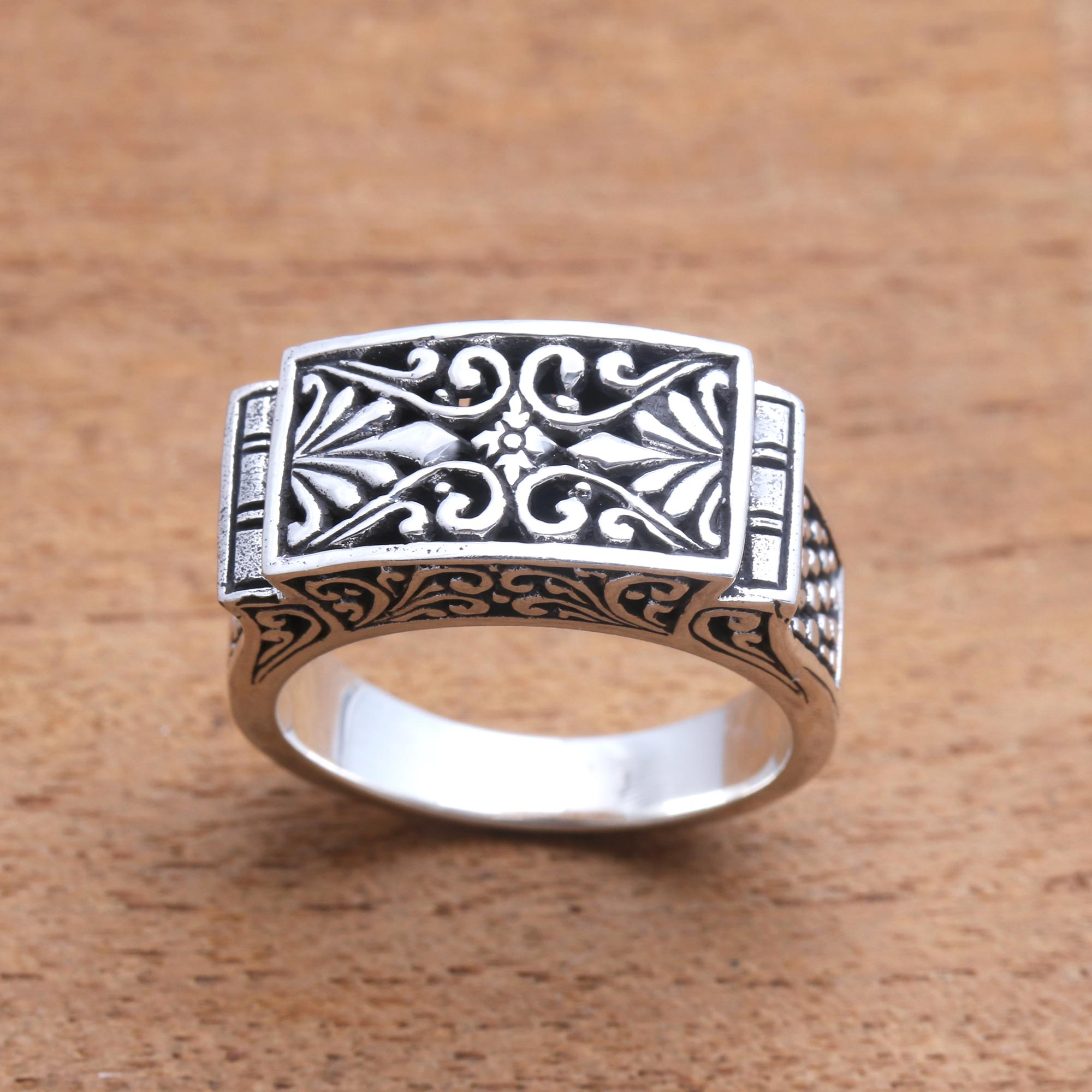 UNICEF Market | Vine Pattern Sterling Silver Signet Ring Crafted in ...