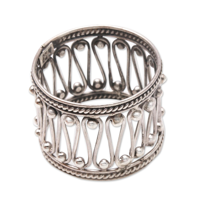 Sterling silver band ring, 'Openwork Path' - Openwork Pattern Sterling Silver Band Ring from Bali