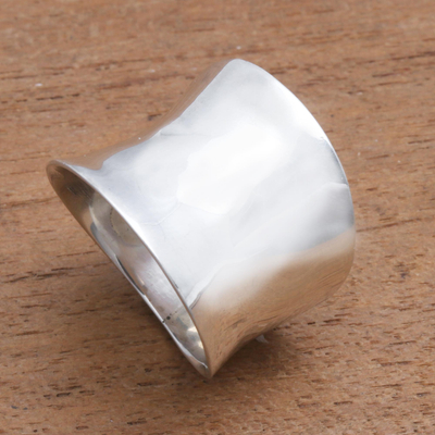Sterling silver band ring, 'Contemporary Shine' - Modern Sterling Silver Band Ring from Bali