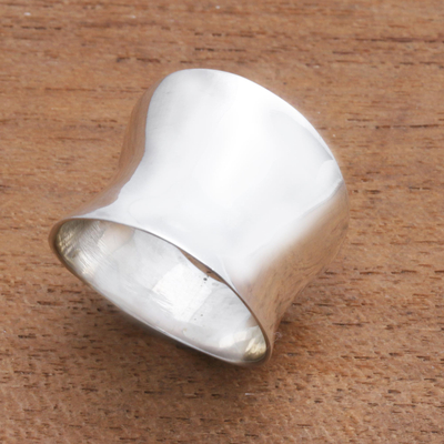 Modern Sterling Silver Band Ring from Bali - Contemporary Shine | NOVICA