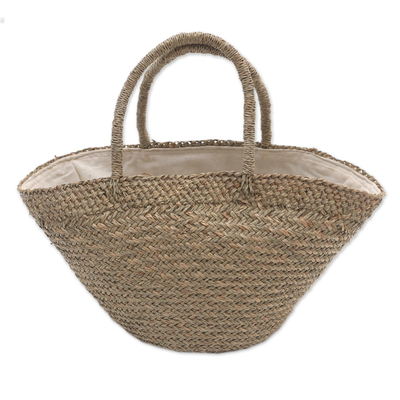 Handmade Natural Fiber Tote Handbag from Bali