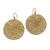 Brass dangle earrings, 'Elegant Moons' - Round Textured Brass Dangle Earrings from Bali