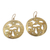 Brass dangle earrings, 'Abstract Suns' - Circular Abstract Brass Dangle Earrings from Bali