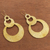 Brass dangle earrings, 'Antique Moons' - Circle Motif Modern Brass Dangle Earrings from Bali