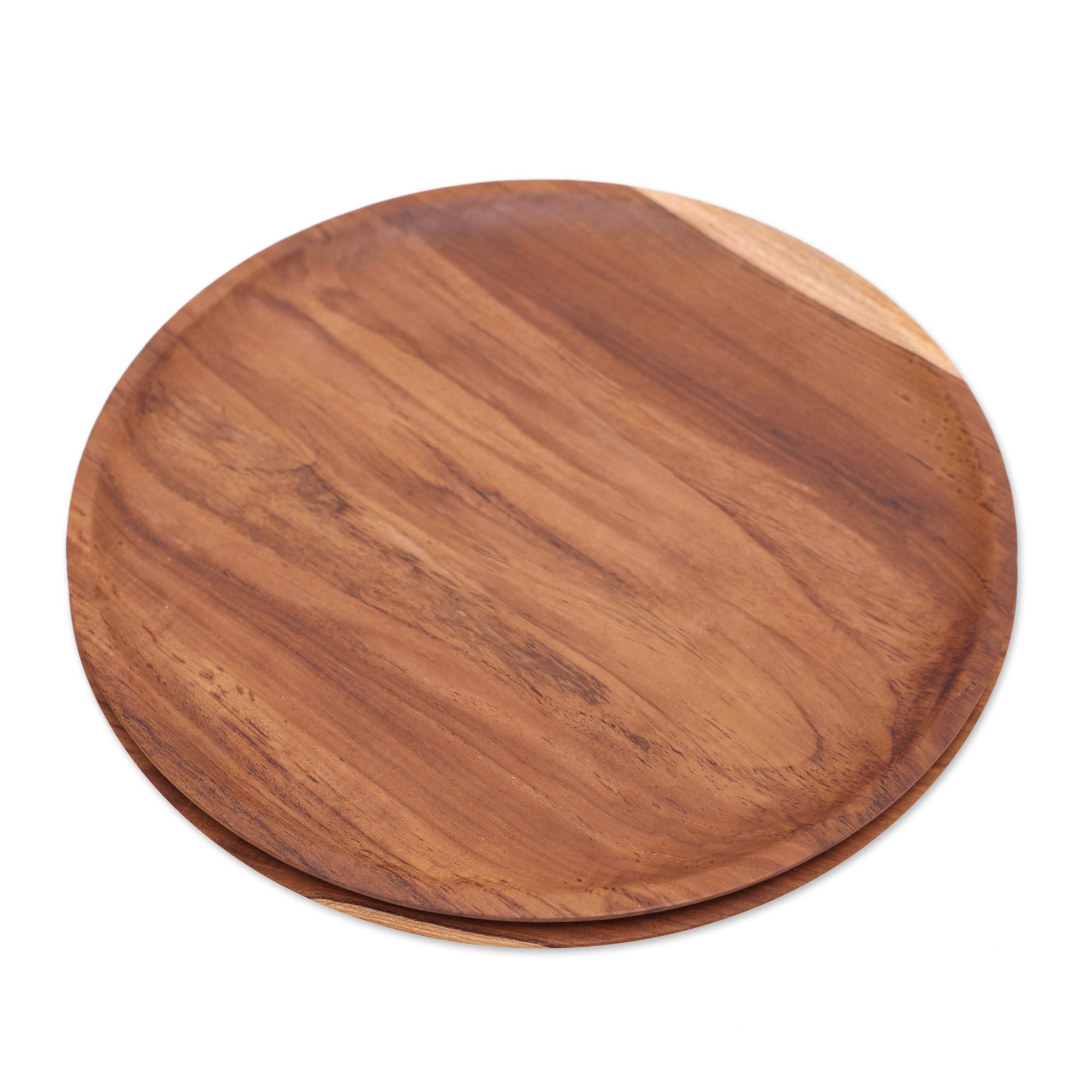 UNICEF Market Handmade Natural Teak Wood Plates from Bali (14 Ine