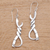 Sterling silver dangle earrings, 'Twisted Bamboo' - Twisted Bamboo Sterling Silver Dangle Earrings from Bali (image 2) thumbail
