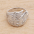 Sterling silver band ring, 'Wing Feathers' - Sterling Silver Wing Band Ring from Bali (image 2) thumbail