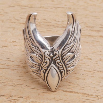 Sterling silver cocktail ring, Wings of Elegance