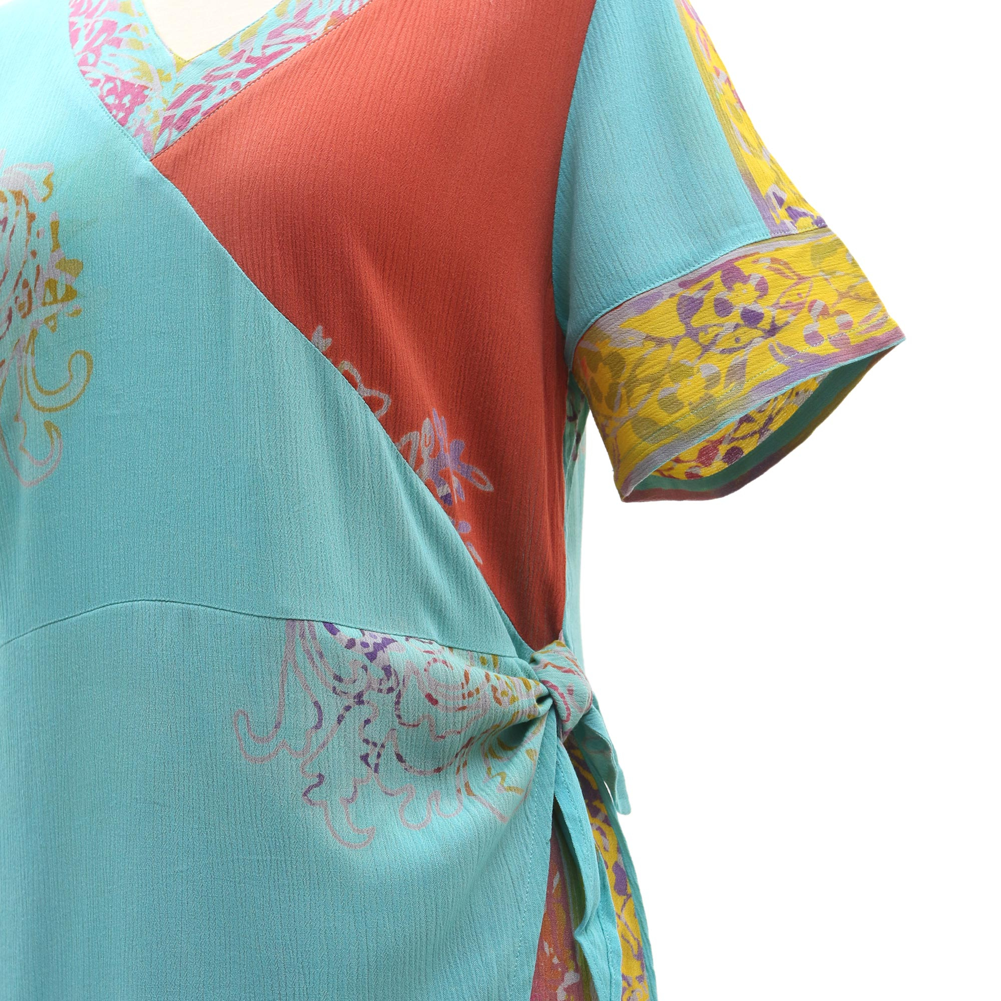 Hand Crafted Batik Rayon Shift Dress - Bali Rainbow | NOVICA