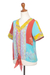 Bluse aus Batik-Rayon - Kurzärmlige Viskosebluse mit Bindedetail vorne