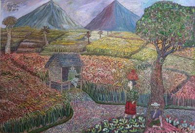 Signed Naif Landscape Painting from Bali (2019)