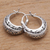 Garnet hoop earrings, 'Glimpse of Elegance' - Swirl Pattern Garnet Hoop Earrings from Java (image 2b) thumbail