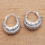 Garnet hoop earrings, 'Glimpse of Elegance' - Swirl Pattern Garnet Hoop Earrings from Java (image 2c) thumbail