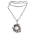 Garnet and bone pendant necklace, 'Koi Pond' - Garnet and Bone Koi Fish Pendant Necklace from Java