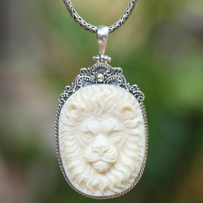Sterling silver pendant necklace, Face of Bravery