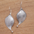 Sterling silver drop earrings, 'Curved Leaves' - Modern Leaf-Shaped Sterling Silver Drop Earrings from Bali (image 2b) thumbail