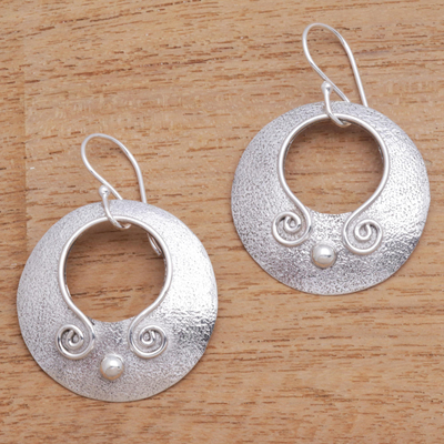 Sterling silver dangle earrings, 'Beautiful Round' - Round Sterling Silver Dangle Earrings from Bali