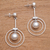 Sterling silver dangle earrings, 'Happy Rings' - Ring Pattern Sterling Silver Dangle Earrings from Bali (image 2b) thumbail