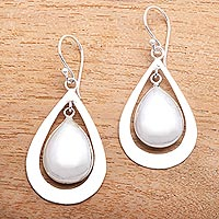 Sterling silver dangle earrings, 'Teardrop Gleam' - High-Polish Teardrop Sterling Silver Dangle Earrings