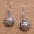 Gold accented sterling silver dangle earrings, 'Flower Domes' - Floral Gold Accented Sterling Silver Dangle Earrings (image 2b) thumbail
